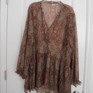 Ruffle neck peplum top